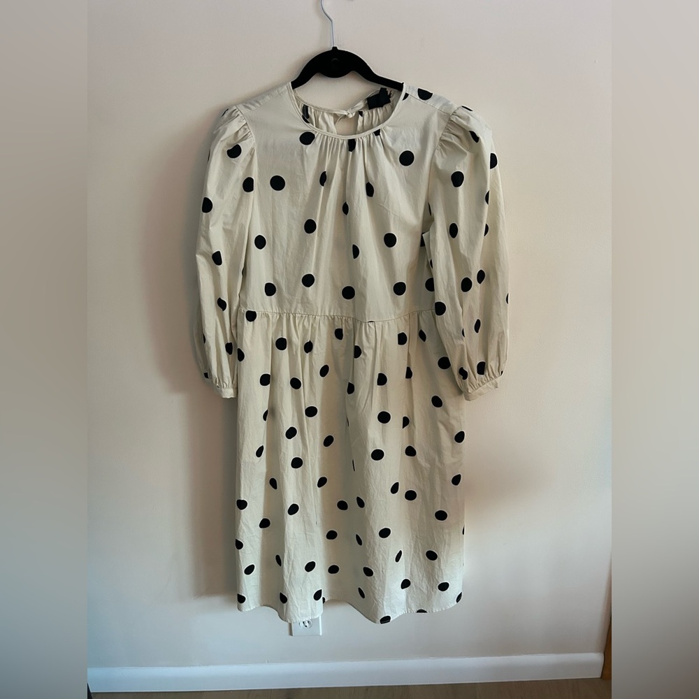 Who What Wear Cream and Black Polka Dot Dress new ladies Medium